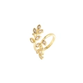 Bague croisée feuilles de blé plaquée or avec zircons et design ouvert réglable élégant - Zircone Blanche