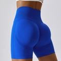 Pantaloncini yoga senza cuciture blu Klein a vita alta con effetto push-up modellante - S / Blu Klein