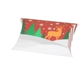 Christmas pillow candy box featuring a red background with a reindeer and Christmas tree - Deer