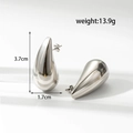 Polished silver stainless steel teardrop earrings with hammered metal texture finish - ER-1002 Silver Classic Style Earrings