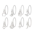 8-piece silver ring set with varied charms like butterfly, heart, and hand of fatima - Silver Multi-Charm Style (N-1009)