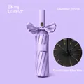Lavender automatic folding umbrella with 12K windproof ribs and UPF50+ sun protection - Enlarged 12 Ribs - Xiaomi Series / Purple