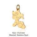 Vue détaillée d'un pendentif enfant en acier inoxydable doré de 13x21mm avec gravure laser - Pendentif Bébé de Profil (Pendant Only) (JA356-2) / 5 Pièces / Or