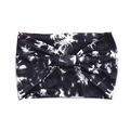 Elastic wide headband with modern black and white tie-dye print and stylish twist knot - Style 90