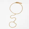 Minimalist gold-plated stainless steel hand chain with small oval beads and lobster clasp - Oval Bead Style (KB048) / Gold