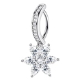Silver navel ring featuring a snowflake pendant set with sparkling zircon stones - Hexagon Drill Style (Silver)