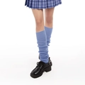 Blue knitted slouch socks for women in soft loose bubble style for autumn and winter - Bright Blue
