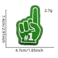 Detailansicht der Maße von 7,4 x 4,7 cm für den sozialen Finger-Stickerei-Aufnäher - Finger-Patch 4# (Hellblau)