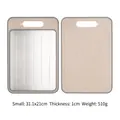 Small double-sided defrosting cutting board with stainless steel and wheat straw surfaces - Small / Beige