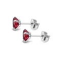 Classic silver titanium steel stud earrings with brilliant red round-cut zircon stones - 3mm / Steel Garnet Red Zirconia