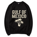 Felpa nera Gulf Of Mexico con stampa di palme beige e girocollo a costine - S / Nero