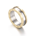 Ring aus Edelstahl in Gold und Perlmutt mit römischen Ziffern und luxuriösem Design - US 6 / Gold