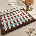 Absorbent plush bath mat with colorful geometric blocks and non-slip backing - 40*60cm / Brown Frame Color Grid