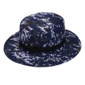 Blue digital camouflage boonie hat with tactical webbing and wide brim for outdoors - One Size / Navy Digital