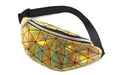 Golden holographic geometric fanny pack with triangular sequin pattern for women - Gold