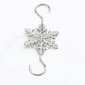 Adorno de copo de nieve de metal plateado con ganchos en S para decoración navideña - Plateado
