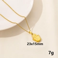 Golden stainless steel necklace featuring a Hamsa Hand pendant measuring 23x15mm - Gold Textured Hamsa Hand Style (S908-G+N22-G)