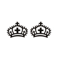 Minimalist matte black crown stud earrings with cross cutout design for women - Crown Cross / Black