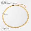 Minimalist multi-layered snake chain necklace with 18K gold plated twisted metal texture - Kinked Snake Bone Necklace (JDN20433)