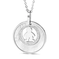 Silver stainless steel necklace with mother of pearl and crystal boy pendant - Steel Color (Mother of Pearl Rhinestone/Boy Silhouette)