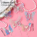 Set of 2 holographic laser-cut butterfly cake toppers with iridescent finish - PVC Iridescent Butterfly 12Pcs