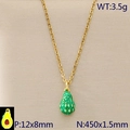 Goldene Edelstahlkette mit einem strukturierten grünen Avocado-Fruchtanhänger für Damen - Avocado-Stil (KN292084-Z)