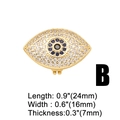 Macro view showing dimensions of golden evil eye charm with blue and white zircons - Style B-Evil Eye