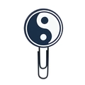 Creative cartoon paperclip with blue and white Yin Yang symbol for student stationery - 4112-26 Yin Yang