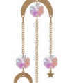 Golden moon and star suncatcher pendant with iridescent AB crystal prisms for garden - Moon Pendant Style 15