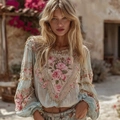 S Blue Pink Rose Style