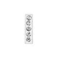 Chrome alloy rectangular pendant with five sparkling round diamonds for DIY collars - 10mm / Letter I with Rhinestone