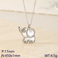 Collana con ciondolo a elefante in madreperla e cristallo con catena da 450mm - Color Acciaio
