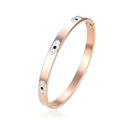 Bracciale rigido in acciaio inossidabile oro rosa con occhio e cristalli pavé - Oro rosa