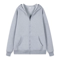 Oversized grijze hoodie met rits voor dames en heren met casual trekkoord en steekzakken - Lichtgrijs