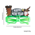 Green LED Happy New Year glasses with reindeer and gnome felt toppers for 2026 party - Christmas Glasses Style J