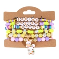 Detail of Easter bead bracelet set featuring bunny charms and Happy Spring letter beads - 11 Yellow (SPRING EASTER)