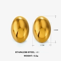 Polished 18K gold-plated stainless steel oval earrings with size and weight specs - High Polished Oval Style (Polished Oval Earring - Gold 2)
