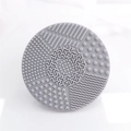 Grey silicone makeup brush cleaning pad with suction cups and diverse textures - Round Shape / Gray
