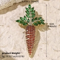 Elegant carrot-shaped brooch with green marquise stones and red pavé crystals in gold - Colorful Carrot Style (BRS-J439GCAI)