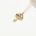 Golden mushroom pendant necklace featuring colorful zircon stones on a delicate chain - Colorful Zircon Mushroom