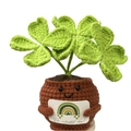 Handmade crochet positive potato plant with smile and Du schaffst das card - Four-Leaf Clover