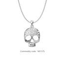 Pendentif crâne argenté avec zircons blancs brillants style hip-hop et streetwear - Couleur Acier (N0157S)