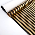 Premium black and gold striped gift wrapping paper roll with metallic reflective finish - Horizontal Stripe
