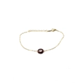 Elegante bracciale a catena dorata con pietra naturale ovale bruno-rossastra e moschettone - Pendaglio con Gemma Ovale Marrone Rossastro (SB22101401)