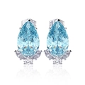 Elegant pear-shaped light blue gemstone drop earrings with marquise zircon accents - Light Blue