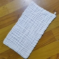 White 6-layer muslin cotton baby towel with bubble gauze texture and hanging loop - Rectangular Towel / Pure White