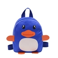 Blue penguin toddler backpack for kids aged 1-5 with cute cartoon penguin design - Blue