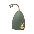 Green leather key case with brown lanyard and cute yellow bunny charm decoration - Rabbit - Green