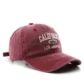 Vintage burgundy washed cotton baseball cap with California 1850 embroidery - Burgundy