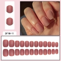 Detail of matte short square-round press-on nails in elegant mauve pink finish - Matte Morandi Pink (DFYM-11)